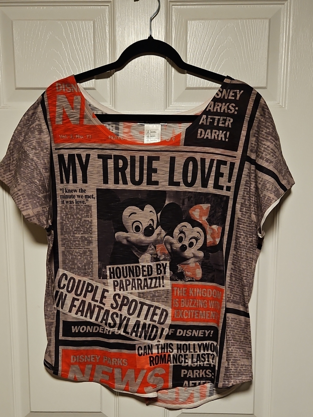 Disney Parks Newspaper Print Mickey & Minnie Graphic Tee